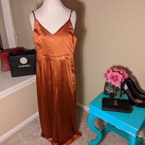 Burnt orange umber satin  jumpsuit